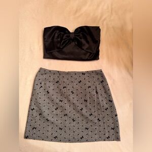 Altar'd State Black and Gray Bow Skirt Set